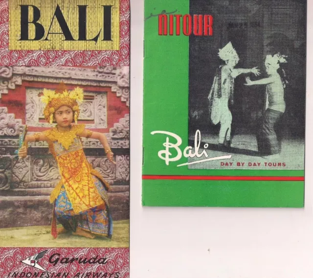 Lot of 2 Vintage Late 1950 early 1960s Travel Tourism Brochures BALI Ephemera