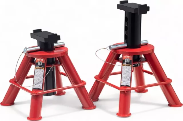 10-Ton Low Height Pin Type Jack Stands, Pair