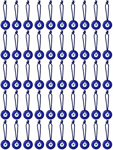 50 Pcs Turkish Blue Evil Eye Beads Charms Evil Eye Pendants Crafting (1.2'')
