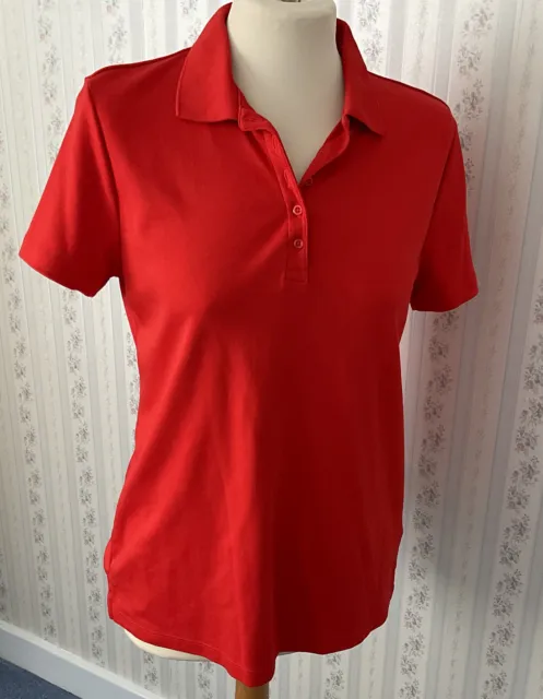 Polo Shirt donna Lands' End maniche corte Supima rossa UKS 10-12 nuova