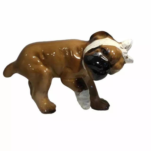 Vintage Boxer dog figurine Bandaged Porcelain Made In Japan