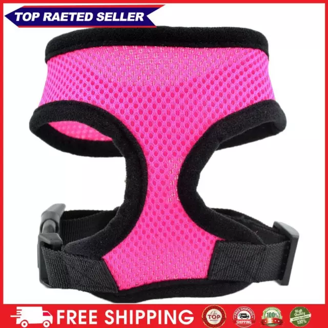 Reflective Cat Dog Collar Harness Mesh Vest Clothes for Training (Dark Pink XS)