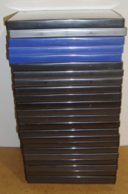 lot de 24 boites vide cd disque jeux console dvd  noir bleu gris