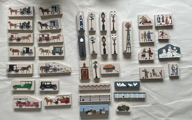 Cats Meow Village Accessories Lot Of 45- Plants, Villagers,Clocks ,horse Buggies