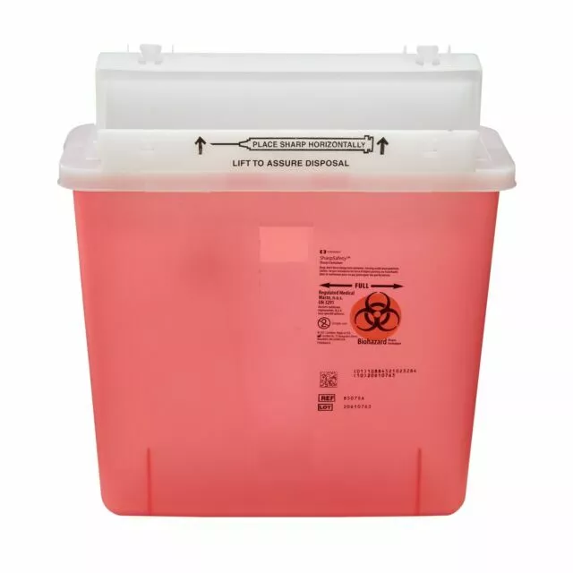 Sharps Container 5 Qt RED Sharpstar In-Room Mailbox/Counterbalance Lid 8507SA