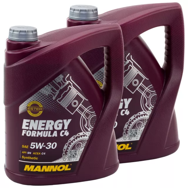 Olio 2x 5 Litro Mannol 5W30 Energia Formula C4 per Chrysler Dacia Fiat Mazda