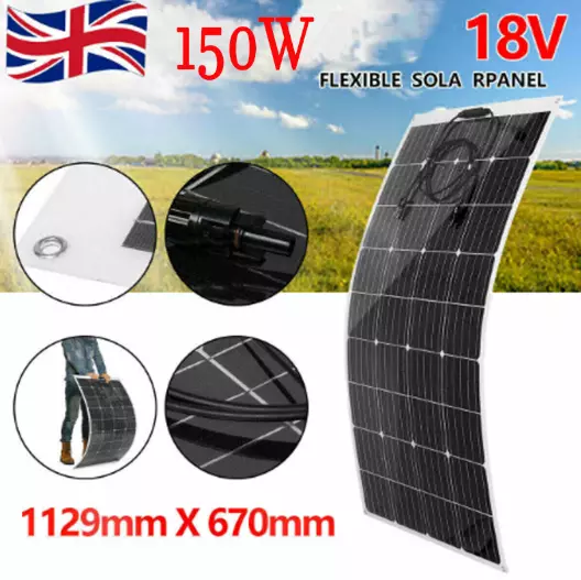 150W Flexible Solar Panel Charging Kit Marine Caravan Charger Controller UK HOT