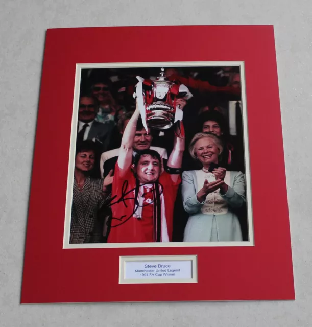 STEVE BRUCE Manchester United HAND SIGNED Autograph Photo Mount Memorabilia COA