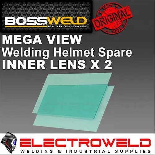 2x BossSafe Inside Inner Lens Cover, Mega View Welding Helmet Bossweld, 700321