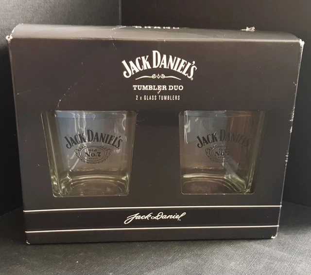 New: Jack Daniels Black Letter Old No 7 Tumbler Glasses x2