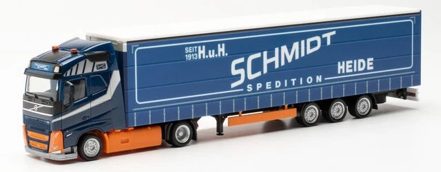 Modèle Réduit Herpa 1/50 Volvo FH GL Avec Remorque Bâchée - Jaune, Métal Et Plastique, Neuf