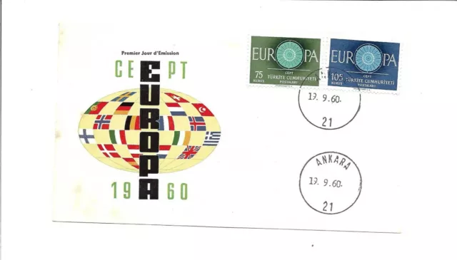 Europa Union / Türkei / Mi.-Nr. 1774-5 / 19.9.60 Türkei  CEPT auf FDC (links kle