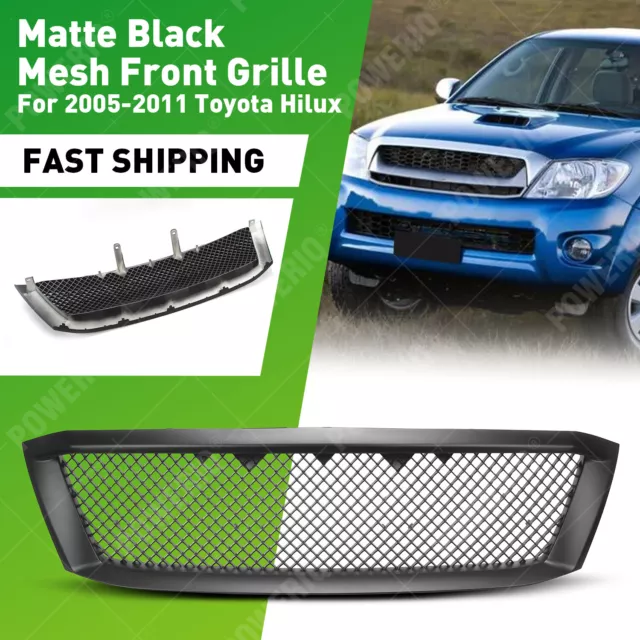 Matte Black Mesh Front Grille For 2005-2011 Toyota Hilux AUS STOCK