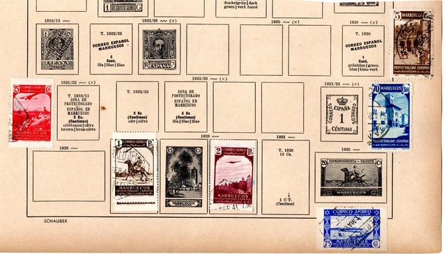 Stamp Collection- Spanish Possessions in Africa- on album page remnants (C551)