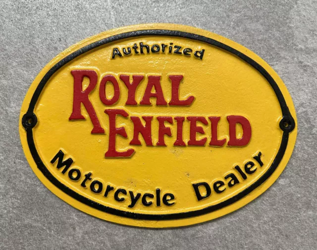 Royal Enfield Motorcycle Sign Cast Iron Repro Workshop Garage Man Cave 30cm