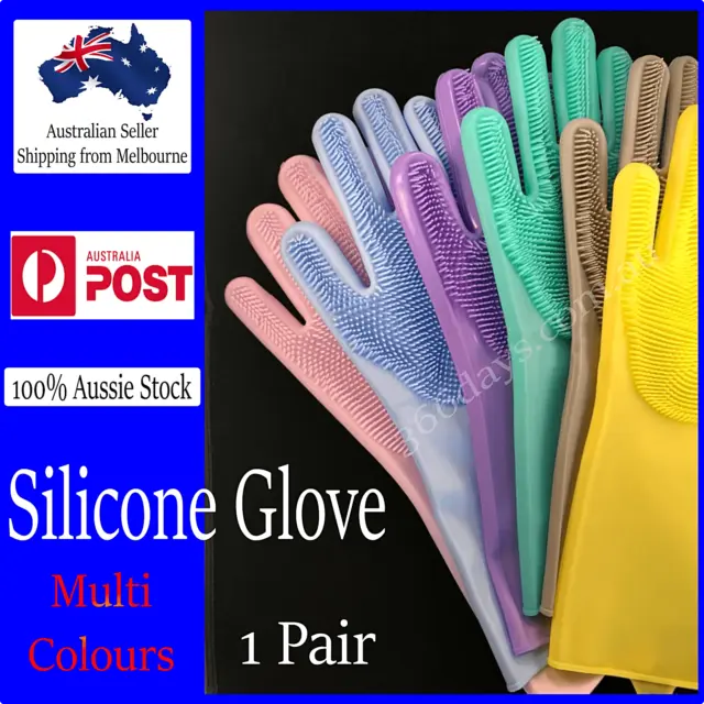 New Magic Silicone Rubber Dish Washing Gloves Scrubber Cleaning Sponge Kitchen