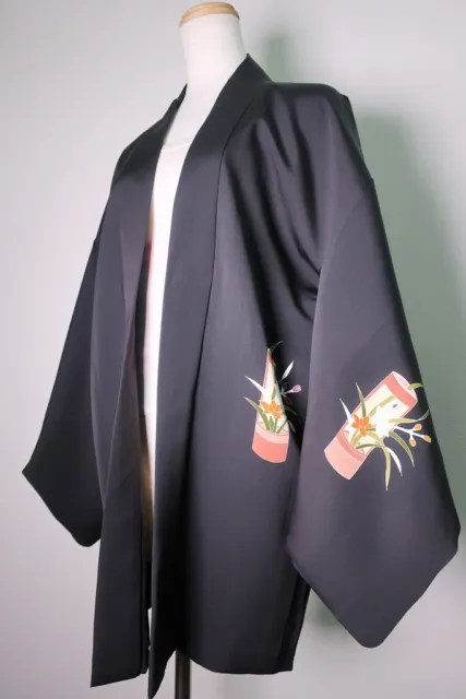 8726J4 Silk Vintage Japanese Kimono Haori Jacket Flower