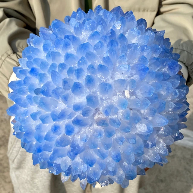 8.8LB New Find BLUE Phantom Quartz Crystal Cluster Mineral Specimen Healing 4