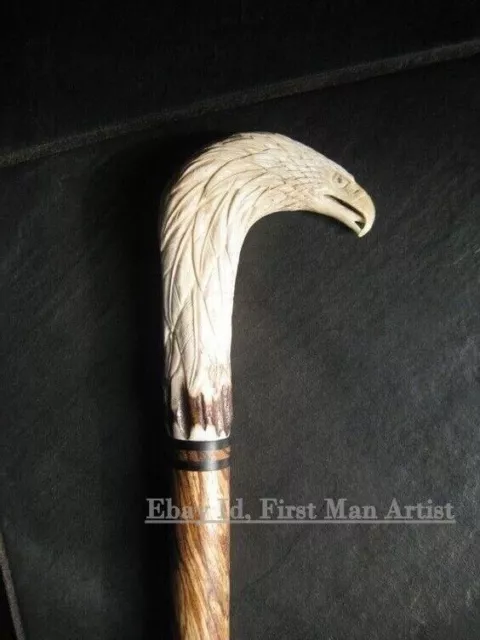 Eagle Head Walking Stick Wooden Hand Carved Bird Walking Cane Xmas Best GIFT