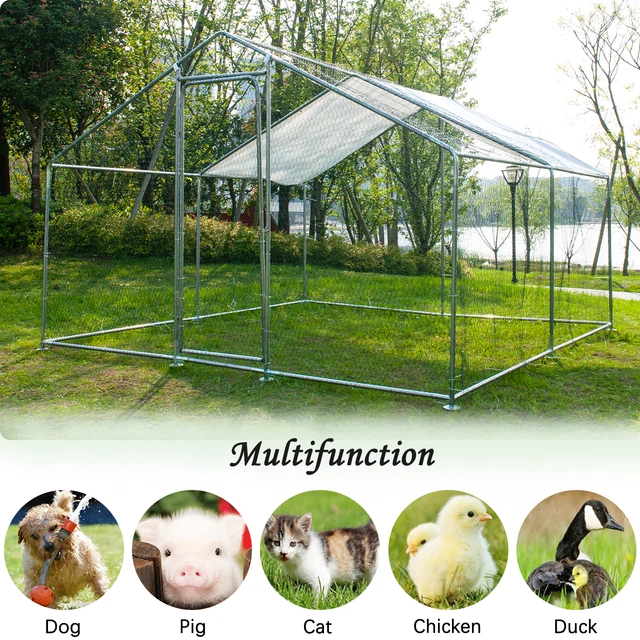 10X10FT METAL WALKIN Chicken Coop Poultry Cage Rabbit Hutch Backyard