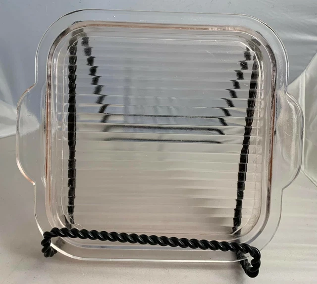 Vintage Purple Depression Glass Square Ribbed Dish