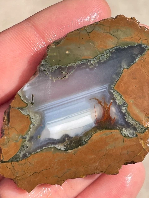 Priday Plume/Moss Agate Thunderegg slabs lapidary 102 grams (3)