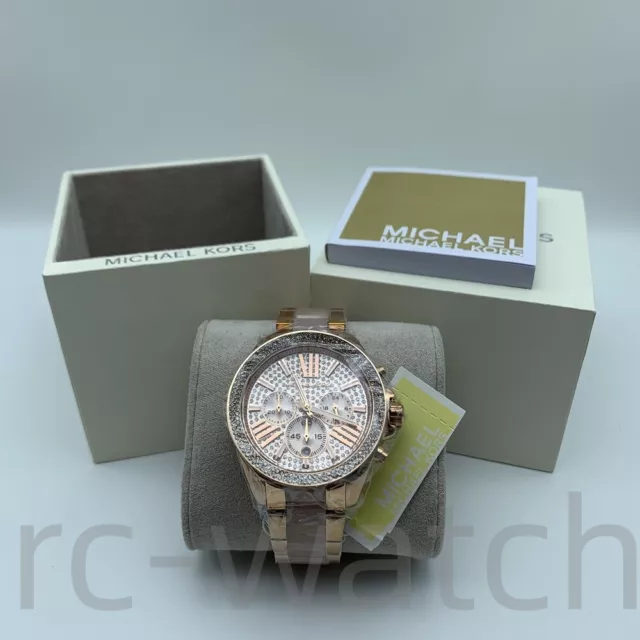 Michael Kors MK6096 Wren Rose Gold Crystal Pave Dial Chronograph Women's Watch