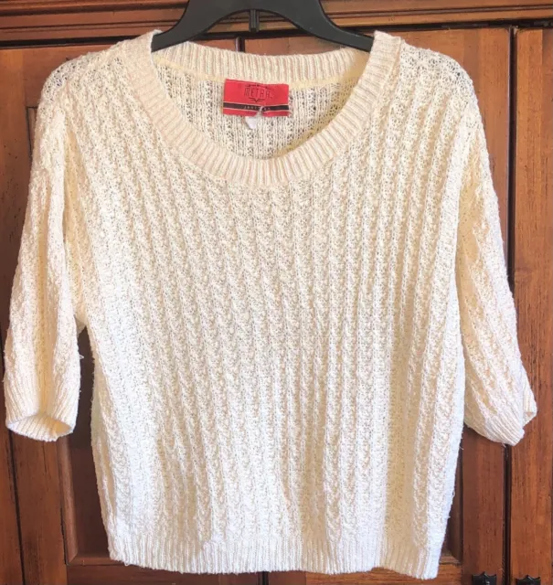 Vintage Jantzen METRA Ivory Knit Top ss Women’s Made in USA red label Sz Large