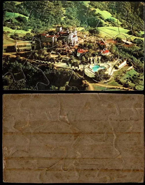 SCARCE 1950's VINTAGE JIGSAW PUZZLE Aerial View of Hearst Castle POSTCARD