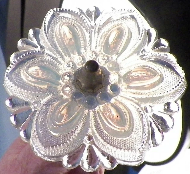 Boston & Sandwich Glass Curtain Tieback Clear Opalescent Flower EAPG Antique #2
