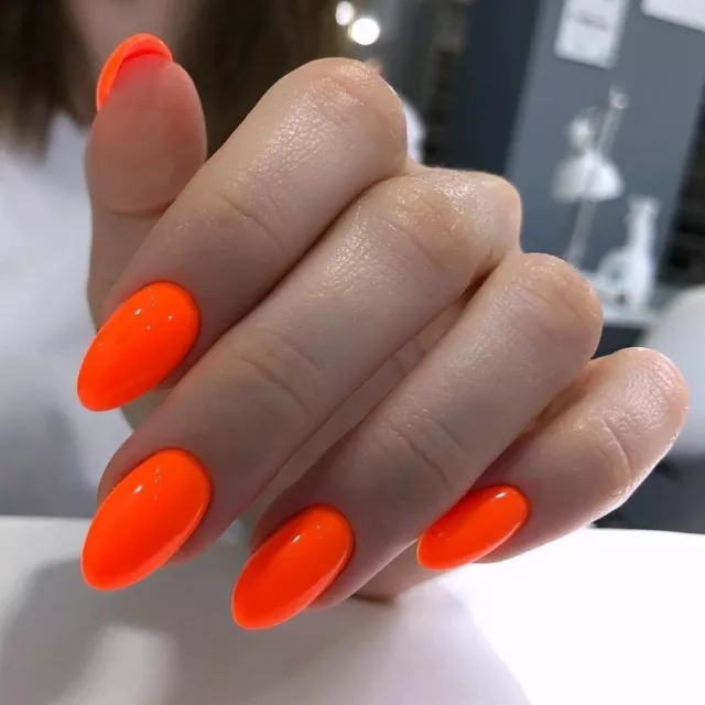 Smalto Unghia Polish Effetto Gel Arancio Fluo' Neon NailArt Luminoso Rinforzante 3