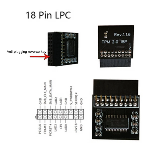 TPM2.0 Security Module SPI 14 Pin LPC 14/18/20 Pin for Asrock TPM2 -SLI -S -SPI