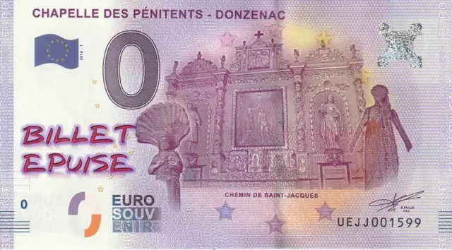 2016 N°001599 CHAPELLE DES PENITENTS DONZENAC billet touristique souvenir 0 €