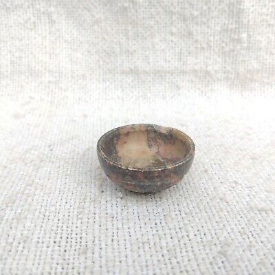 Antique Primitive Miniature Stone Bowl Round Carved Decorative Collectible Old