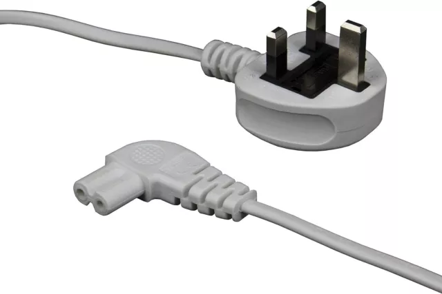 Weißes 10 m Netzkabel/Leitung von electrosmart® ~ 3-polig geformt UK Stecker auf R