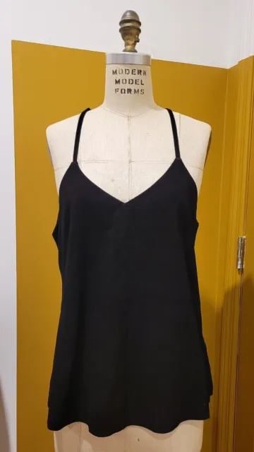 Karina Grimaldi Black Top, Leather, TANK, L