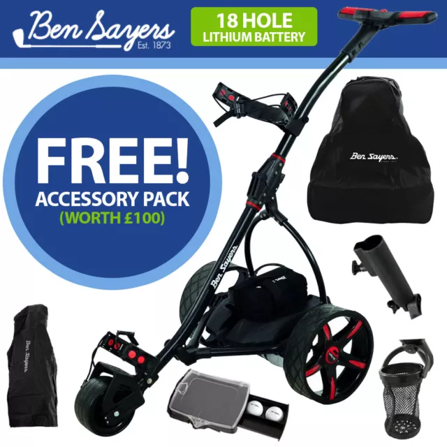 Ben Sayers Electric Golf Trolley Black/Red Lithium Battery (18 Hole) - NEW! 2024