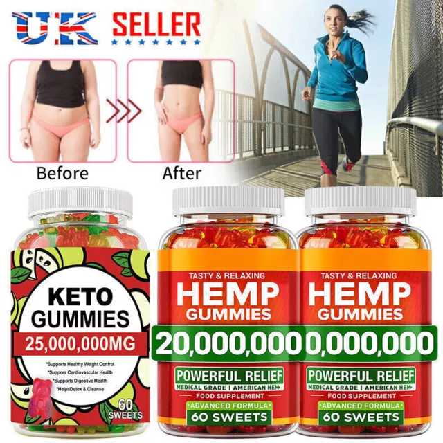 Keto Gummies for Weight & Fat Loss, Belly Fat Burner - 60 High Strength ACV UK