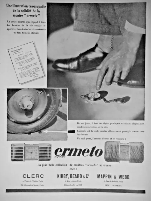 Publicité De Presse 1931 Solidité De La Montre Ermeto Movado Elle S'ouvre
