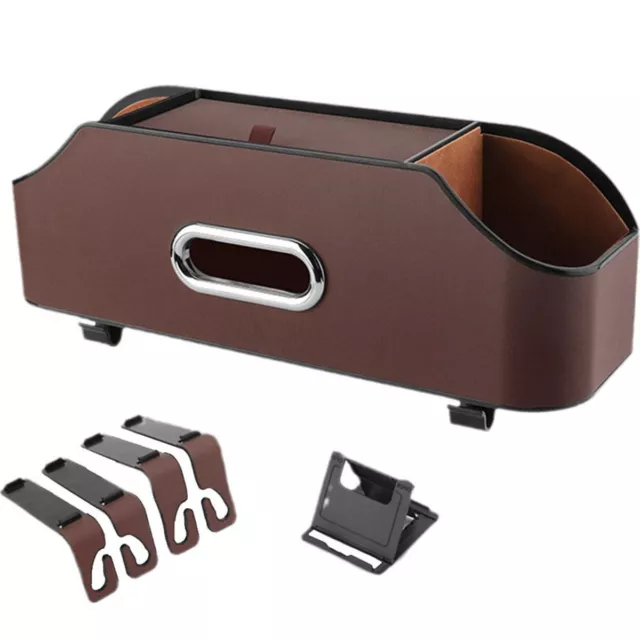 Car Tissue Box Water Cup Holder PU Leather Auto Interior Back Seat Storage Bag