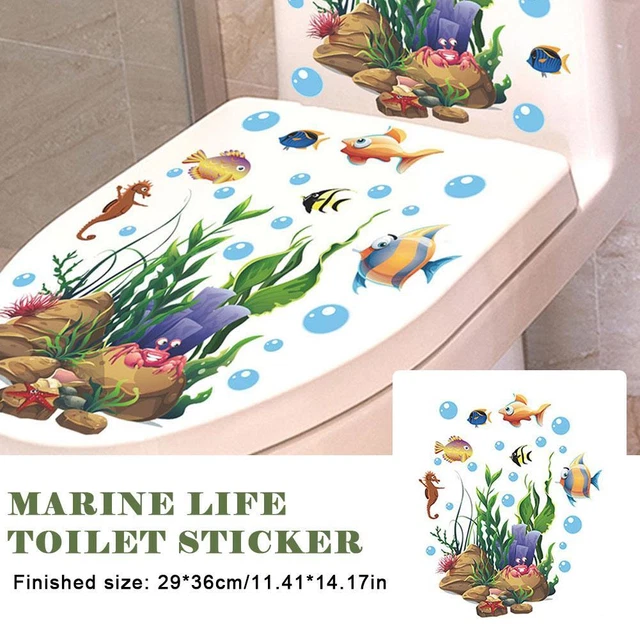 UNDERWATER FISH BUBBLE Toilet Bathroom Sticker Waterproof Home