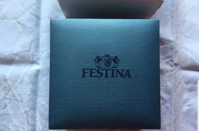 Écrin Vintage FESTINA Pour Montre - Boîte Bleue Avec Logo Doré Et Couvercle - Années 80