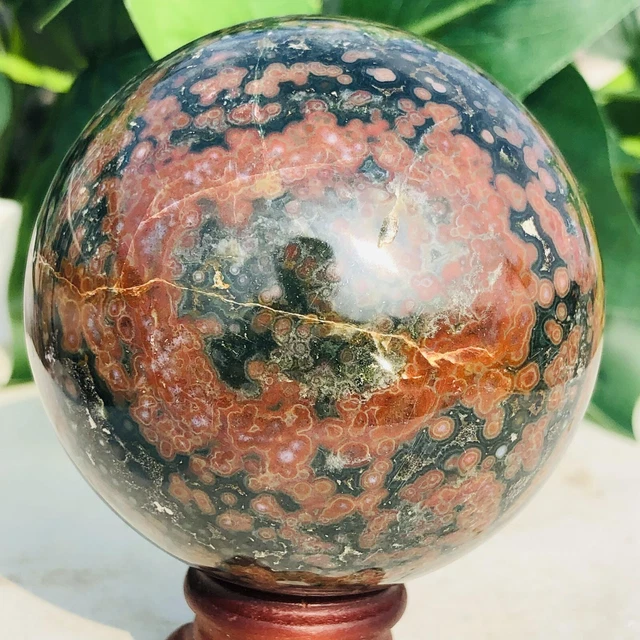 415g Natural Ocean Jasper Ball Quartz Crystal Geode Mineral Specimen Healing