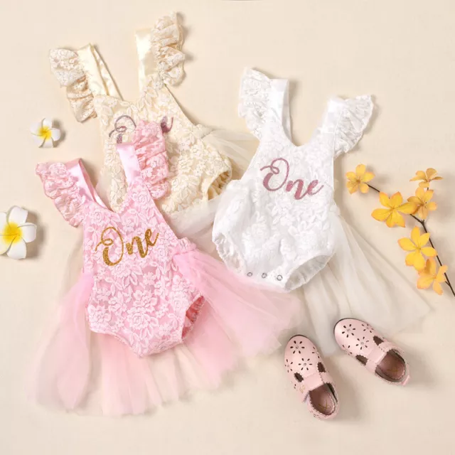 Abito romper per bambine abito 1 ° compleanno una torta pizzo
