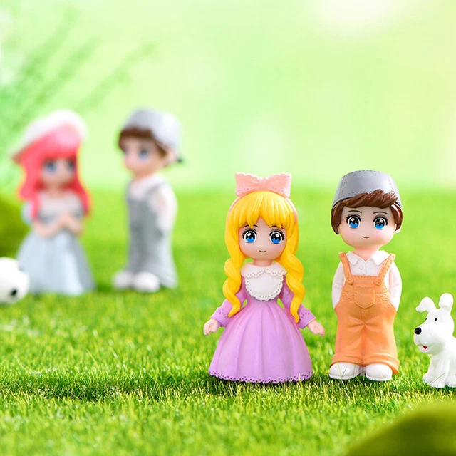 1set Cartoon Lovely Couple Chair Resin Figurines Miniatures Fairy