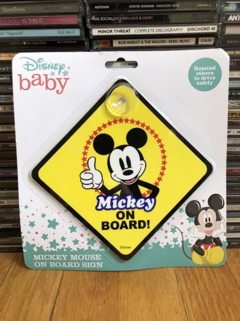 Disney Mickey Mouse Baby on Board Sign Suction Cup for Car Vehicle, Great Gift