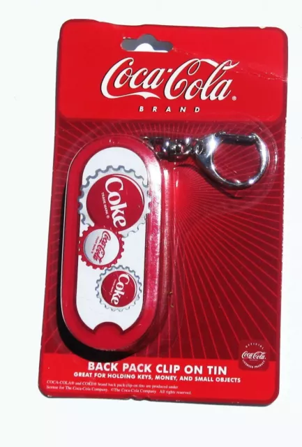 1997 Coca Cola Backpack Clip-On Tin Brand New 1990s