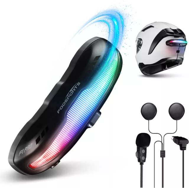 F1 PRO Motorcycle Bluetooth Helmet Tail Light Headset Interphone Bike Intercom