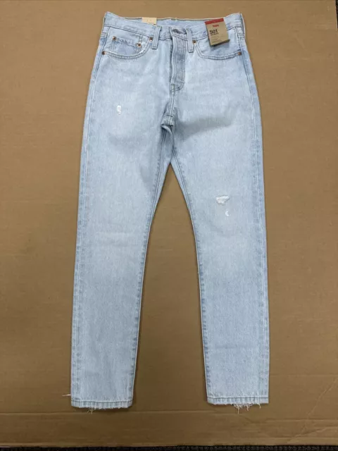 NWT WOMENS LEVI JEANS 501 Skinny High Rise Button Fly Light Blue 27x32