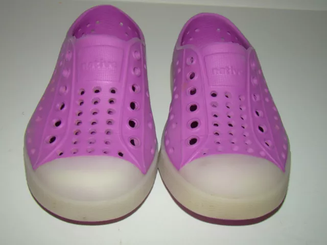 Native Jefferson Kids Girls Boys Size C7 Purple Glow In Dark Slip On Shoes Water
